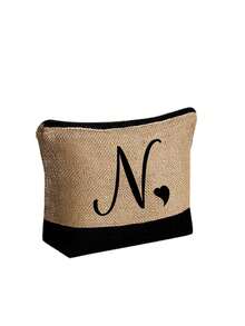 两件套女士沙滩手提包，配有可拆卸肩带，可定制A-Z字母，超大容量。肩带可根据个人喜好拆卸，包含化妆包和拉链小袋，可存放洗漱用品、零钱或文具。 - 彩色 - 查看 73