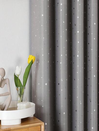 1枚 遮光カーテン、寝室、リビング、子供部屋に適しています。サーマルインシュレーション シルバースター柄カーテン、ネイビーブルー、グレー、ネイビーブルー、ピンク、ブルー、かわいい子供用カーテン