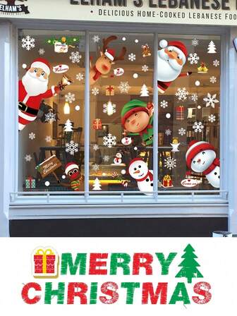 New 43 Pieces Christmas Snowflake Window Stickers, Christmas Decal Stickers - Christmas Decal Decoration Holiday Snowflake Santa Claus Reindeer Snowman Decal, Christmas Decor Stickers, Holiday Queue Decoration