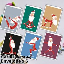 12 بطاقة تهنئة عيد الميلاد مع مغلفات، بطاقات سانتا كلوز الجميلة، هدايا عيد الميلاد، مناسبة لتقديمها لأفراد العائلة والأصدقاء والزملاء كهدايا عيد الميلاد