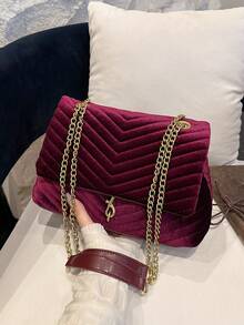 勃艮第刺绣链条绗缝女士单肩包/斜挎包