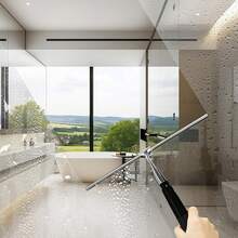 All-Purpose Squeegee Kit – 12" Streak-Free Window Cleaner With Extension Pole For Home, Car & Bathroom Use - Black - View 2