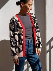 GIGOGOU Áo khoác cardigan dệt kim mới, áo dài tay kiểu dáng thường ngày, áo khoác mùa thu cho nữ. - Màu be - Xem 7