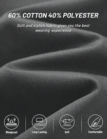 Men's Cotton Full Zip Up Work Jackets Turndown Collar Business Casual Windbreaker With 3 PocketsChristmas O5SK - 深灰色 - 查看 5