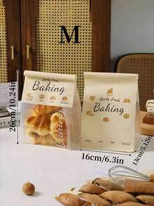 带窗口的小号/中号/大号可重复使用牛皮纸烘焙袋 - 可重复密封的塑料面包袋，适用于自制酸面包、百吉饼和糕点 - 透明窗口包装，金属夹封口设计，内容物可见窗口，耐用材质，食品零售包装 - 彩色 - 查看 4