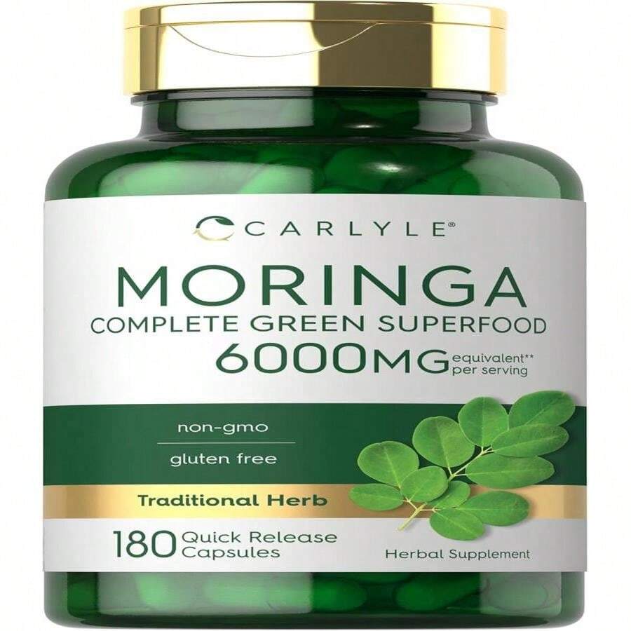 Carlyle Moringa Oleifera | 180 Capsules | Non-GMO And Gluten Free Supplement | Complete Green Superfood | From Moringa Leaf Powder - 白色的 - 查看 1