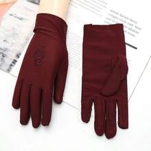 1 Pair Women's Thin Driving Gloves For Spring, Summer, Autumn, UV Protection, Elastic Lace Decor, Suitable For Outdoor Decoration