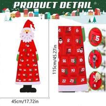 Christmas Tree Advent Calendar (2025 New), 24 Days Countdown To Christmas Felt Fabric Advent Calendar With 24 Ornaments & Pockets, Holiday Decoration Wall Door Hanging Decor Gift - Multicolor - View 4