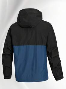 Men's Spring And Autumn Outdoor Sports Casual Versatile Windproof Hooded Contrast Color Jacket For Men - Black - View 2