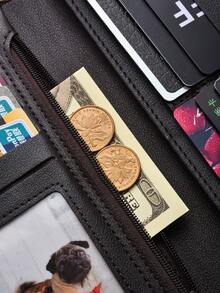 Men's Wallet, Fashion Long Bifold Wallet, Multi-Card Slots, Slim Soft Leather Vertical Wallet, Large Capacity, For Young Men - Multicolor - View 7