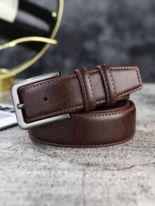 1条男士商务真皮皮带，针扣式，时尚牛仔裤腰带 - 針扣腰帶 - 查看 6