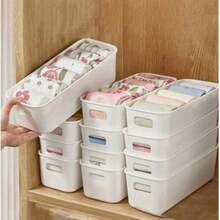 10 Pcs Plastic Storage Boxes, Multi-Functional Underwear And Sock Organizer, Drawer Dividers For Clothes, Bras And Accessories, Durable Closet Organization Containers For Home, Bedroom, Kitchen And Office Use, Space-Saving Storage Solutions To Keep Drawers Neat And Tidy (Lightweight, Washable And Reusable Plastic Material, Not Fragile Glass) - White - View 10