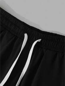 Men's Short Sleeved Shorts Set 2-Piece, Spring And Autumn Style Short Sleeved T-Shirt+Shorts, Soft And Comfortable, Machine Washable, Dry Cleanable, High-Quality - Artistic Font Slogan - Printed Pattern Pullover+Pants,  Hip-Hop Style, Suitable For Festivals, Back To School, Streets, Outdoor Outings - Apricot+Black(杏色+黑色) - 查看 3