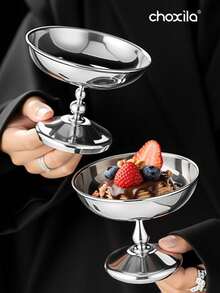choxila 1pc Stainless Steel Dessert Cup, Dessert Bowl, Ice Cream Cups, Tall Cups, Afternoon Tea Pudding Snack Candy Dessert Bowls, Cute Plates, Candlestick, For Party/Holiday/Festival/Family Gathering/Ramadan - Dessert Cup - View 2