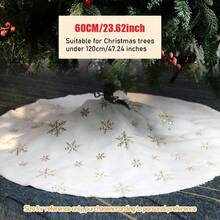 1 PIEZA Falda de árbol de Navidad de peluche blanco, alfombra circular para árbol de Navidad, alfombra de piel artificial con brillo dorado, adecuada para decoración navideña, mejor regalo, decoración del hogar, decoraciones navideñas, decoración de habitación, decoraciones navideñas de invierno, regalos de Navidad, decoración navideña
