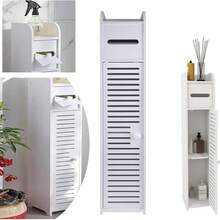 Rigogo 4-Tier Tall Bathroom Cabinet With Door & Drawer - Floor Standing Storage Organizer With Toilet Roll Holder & Shelves | Slim Design For Toilet, Bathroom, Kitchen | Freestanding, Easy Assembly, L 16 Cm X W 17 Cm X H 81 Cm - 白色 - 查看 2