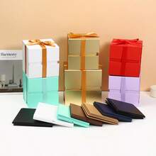 1 件方形丝带礼盒，带蝴蝶结的折叠礼盒，生日礼物，化妆品礼盒，节日礼物包装盒 - 彩色 - 查看 3