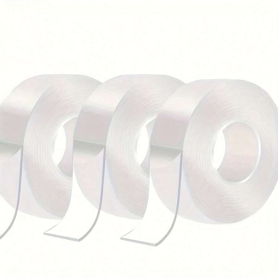 3PC Double-Sided Tape Nano Tape, Strong Adhesive Multi-Purpose Tape, Washable And Reusable Transparent Durable Tape, Suitable For Transparent Posters, Pictures, Home And Office Picture Hanging Strips - 圓形 - 查看 1