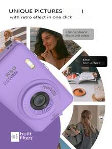 2025 New 1080P FHD Digital Camera With 32GB Card, Compact Small Cheap Cameras, Rechargeable Photography Camera, 48MP Auto Focus Camera, Puzzle Game,Very Suitable For Entry-Level Novice Photography And Video Recording Enthusiasts. Budget-Friendly Holiday Gift (Thanksgiving, Christmas, Halloween) - Màu tím - Xem 2