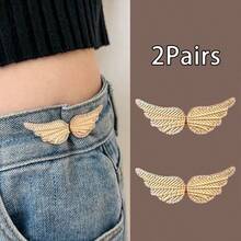 1/2/3/4 Pairs Bling Bling Wing Waist Buckle: Metal Alloy Adjustable Clip For Denim, Removable And Nail-Free Waistband Adjuster - Gold - View 17