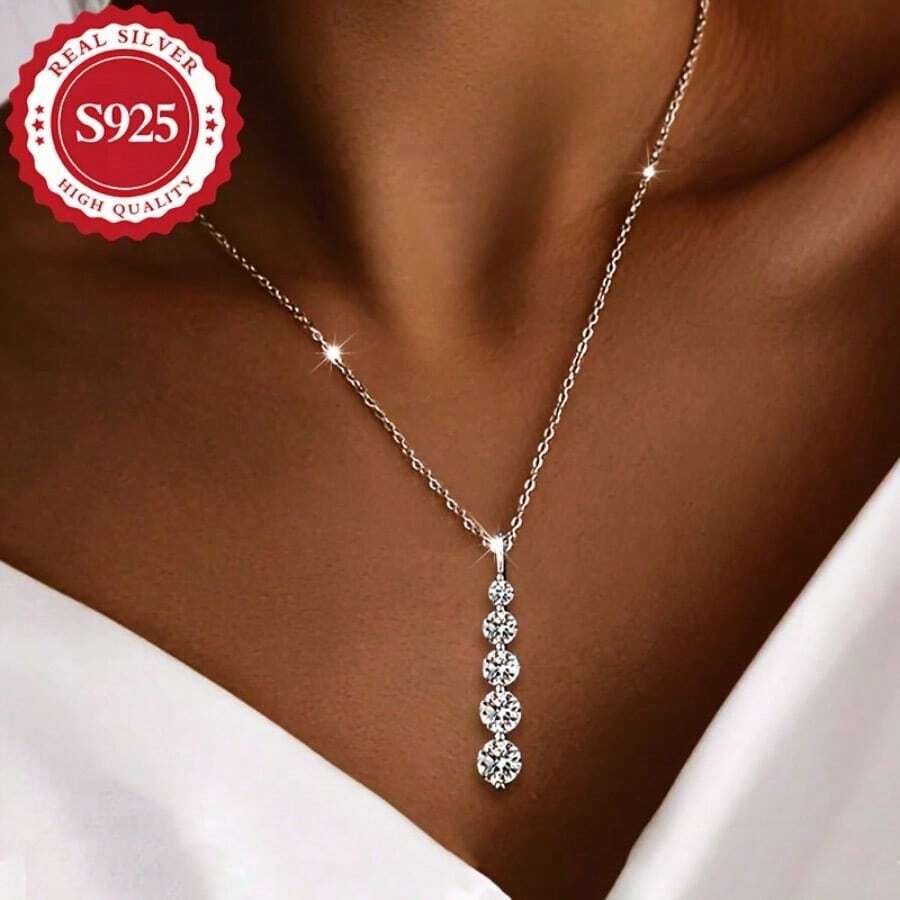 1 Opal Elegant Women's Necklace S925 Sterling Silver Adjustable Anti-Allergic Exquisite Jewelry, Valentine's Day, Christmas And Birthday Gifts For Mother, Daughter And Girlfriend Daily Light Luxury Winter Wear Gifts - 銀色 - 查看 1