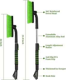 Scraper With Snow Brush Car Windshield, Upgraded Extendable Snow Brush With Foam Grip Truck SUV Vehicle - Màu xanh lam - Xem 7