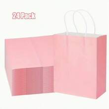 20/100pcs Gift Bags With Handles, Thick Kraft Party Favor Bags For Birthday, Wedding, Party Supplies, Halloween Gift Bags, Gift Bags Bulk, Christmas Stuff Cheap(10 Colors Or Black)