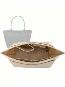 2025 Purse Insert For Tote Insert Multi Pocket Felt Hand Zipper Inter Bag Gifts For Women Travel Accessories Bag Organizer,Portable 1pc Inner Bag - Liner Storage And Sorting Divider - Perfect For Shoulder Bag Organization - Easy To Clean, Versatile Accessories - Beige - View 7