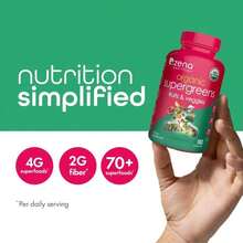 Zena Nutrition Organic Super Greens Fruit &Amp; Veggies Supplement, 70+ Superfoods From Fruit &Amp; Vegetables, 3g Fiber, Spirulina, Chlorella, Prebiotics &Amp; Probiotics, Digestive Enzymes, 180 Capsules - 白色的 - 查看 3