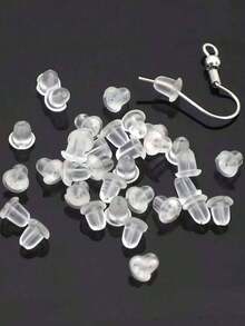 Transparent Silicone Earring Backs, Soft & Non-Irritating Cushion, With Secure Closure, Suitable For Pierced Ears - For Studs, Pendants, Hoops - Great For Sensitive Skin, Everyday & Occasions - Jewelry Making & Piercing Care, Earring Support, Minimalist Design - Transparent - View 2