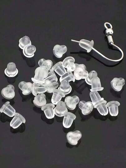 Transparenta silikonörhängesbakstycken, mjuk och icke-irriterande kudde, med stängning, lämplig för hål i öronen - för örnstift, hängen, ringar - utmärkt för känslig hud, vardag och tillfällen - smyckestillverkning och piercingvård, örhängesstöd, minimalistisk design