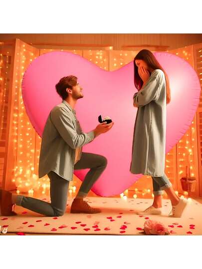 1pc 60-Inch Giant Pink Heart Shaped Foil Balloon, Suitable For Birthday, Anniversary, Wedding, Valentine's Day, New Year Party Decoration And Photo Backdrop