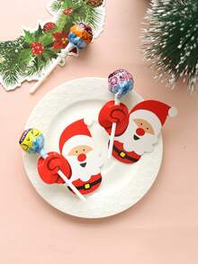 1 set (50 pièces) - Cartes en papier sucette, cartes de décoration à motif créatif de Noël, décorations de bâton de bonbon pour fête d'anniversaire et de vacances, cartes de décoration de paille, fournitures de décoration d'organisateur d'ustensiles de fête de Noël, convient pour la décoration de table de fête de Noël et les pendentifs de décoration d'arbre de Noël, décorations de Noël, pyjamas de Noël, cadeaux de Noël, décoration de Noël