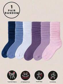 6 pares de calcetines de mujer surtidos para otoño/invierno, colores aleatorios: azul, azul claro, blanco, rosa, rosa claro, morado