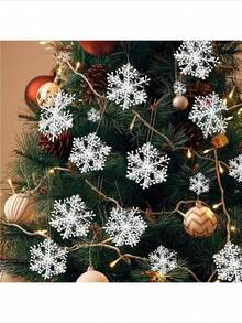 30 pièces de flocons de neige en plastique blanc artificiels pour la décoration de fête de Noël, anniversaire, festival. Ensemble d'ornements pour sapin de Noël - décorations suspendues de flocons de neige pour les célébrations de Noël et du Nouvel An, sans alimentation électrique nécessaire