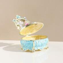 1pc Enamel Crafted Jewelry Box, Creative Princess Vanity Trinket Organizer With Mirror, Jewelry Storage Box, Birthday Gift - Nordic Style - View 5