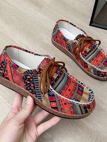 Sapatos de Pescador Casuais com Fecho de Fivela, Retrô de Linho com Cadarço, Novo Design para Mulheres