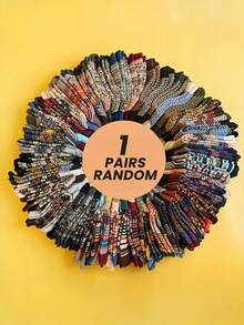 1/5/10 Pairs Unisex Mid-Calf Knitted Socks, Non-Slip Vintage Pattern, Comfortable & Warm For Indoor/Outdoor Use, Fleece-Lined For Autumn/Winter, Assorted Design