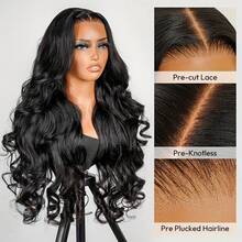 CEXXY 200% Glueless Body Wave Human Hair Wigs Wear And Go 7x5 Hd Lace Closure Wig - Natural Black - Xem 9
