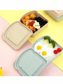 1pc/2pcs Sandwich Box,Bento Box, Sandwich Container, Lunch Box Plastic Toast Shaped Food Storage Sandwich Box With Lid, Reusable, Microwave And Dishwasher , Suitable For Family Or Adults, Kitchen Supplies