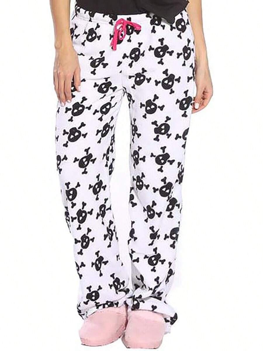 Women's Plush Pajama Pants - And Cozy - Skulls - View 1
