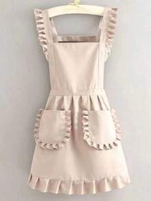 1 件时尚韩版围裙，公主围裙，帆布防水餐厅围裙，带口袋，女士涤纶围裙，简约风格黑色带口袋围裙，加厚腰围裙，时尚家务厨房家居工作服 - 彩色 - 查看 12