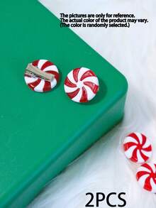 彩色拐杖糖圣诞DIY发夹，休闲可爱派对装饰发夹配饰，防滑圣诞发卡，女士装饰发夹，甜美卡通风格金属发夹，适用于刘海和侧发，彩色条纹和波点配饰，节日庆典发饰，头饰，发夹 - 彩色 - 查看 12