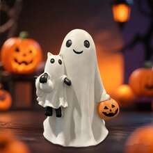 Halloween Ghost Walking Dog Statue Cute Ghost Figurine Holiday Table Centerpieces For Home