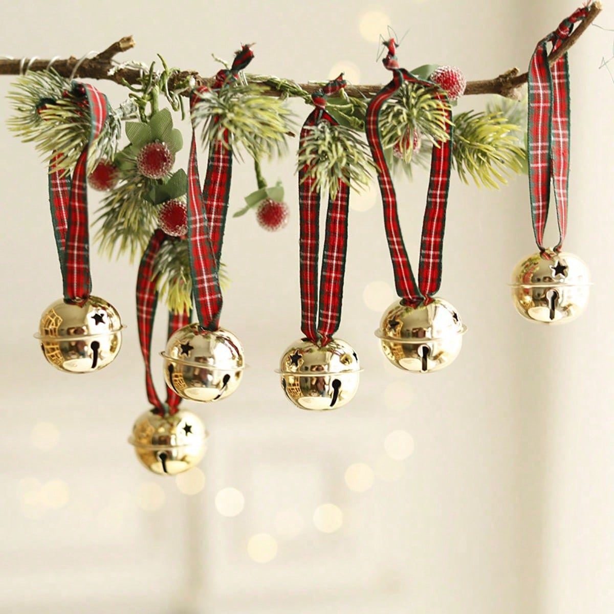6 pezzi Campanelle dorate di Natale, Decorazioni per albero di Natale fai-da-te, Campanelle della slitta di Babbo Natale, Decorazioni per albero di Natale, Regali e Favori per feste di Natale, Decoraz 