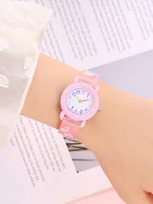1 chiếc đồng hồ thạch anh trẻ em họa tiết bướm mật hoa 3D thời trang mới, quà tặng ngày thiếu nhi. - Hồng - Xem 4