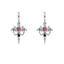 Dark Bat Tassel Love Earrings Women's Halloween Chain Rivet Punk Earrings Men's Earrings Ornament - Trắng K - Xem 9