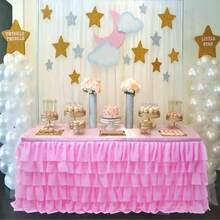 1PC 5-Layer Chiffon Table Skirt Suitable For Birthday Party Party Decoration Wedding Dessert Table Decoration Various Festival Occasions Durable And Easy To Install - Multicolor - View 5