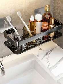 2pcs No Drill Bathroom Shelf, Wall Mounted Bathroom Shower Organizer Rack, Bathroom Vanity Storage Shelf, Bathroom Wall Mounted Shelf Bathroom Accessories Bathroom Tools - Multicolor - View 17