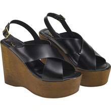 Rosavivi Women's Wedge Sandal High Platform Wooden Heel Cross Straps Comfortable Lightweight Modern - màu đen - Xem 7